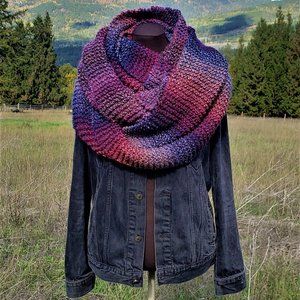 Handmade Knit Infinity Scarf, Wild Berries